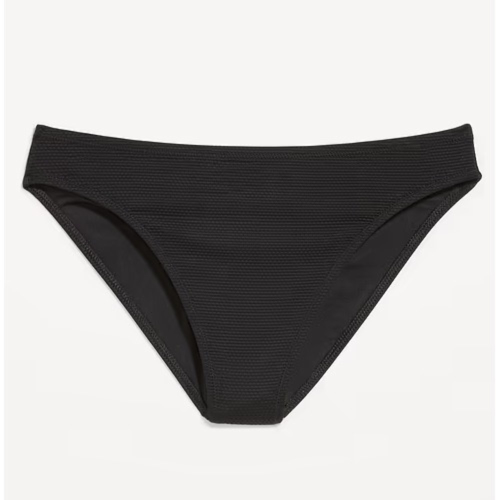 NWT Old Navy Ladies Mid-Rise Textured Bikini Swim Bottoms 2X Black Beach Coastal